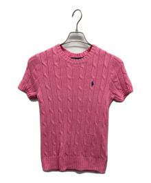 POLO RALPH LAUREN（ポロ・ラルフローレン）の古着「ケーブルショートスリーブニット」｜ピンク