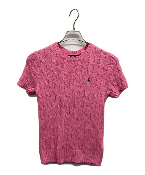 POLO RALPH LAUREN（ポロ・ラルフローレン）POLO RALPH LAUREN (ポロ・ラルフローレン) ケーブルショートスリーブニット ピンク サイズ:Sの古着・服飾アイテム