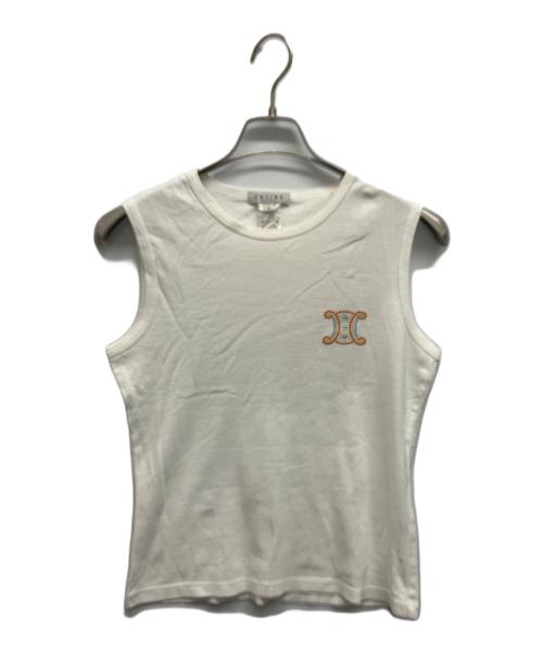 CELINE（セリーヌ）CELINE (セリーヌ) トリオンフノースリーブTシャツ ホワイト サイズ:Lの古着・服飾アイテム