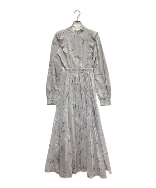 Rose Muse（ロゼミューズ）Rose Muse (ロゼミューズ) ribbon pattern pleated dress グレー サイズ:M 未使用品の古着・服飾アイテム