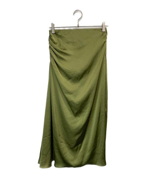 theory（セオリー）theory (セオリー) Crushed Satin R Side Ruched Skirt オリーブ サイズ:2の古着・服飾アイテム