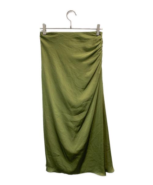 theory（セオリー）theory (セオリー) Crushed Satin R Side Ruched Skirt オリーブ サイズ:2の古着・服飾アイテム
