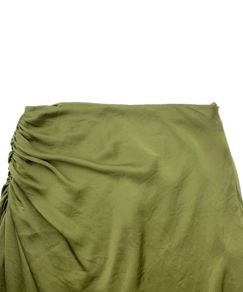 theory（セオリー）theory (セオリー) Crushed Satin R Side Ruched Skirt オリーブ サイズ:2の古着・服飾アイテム