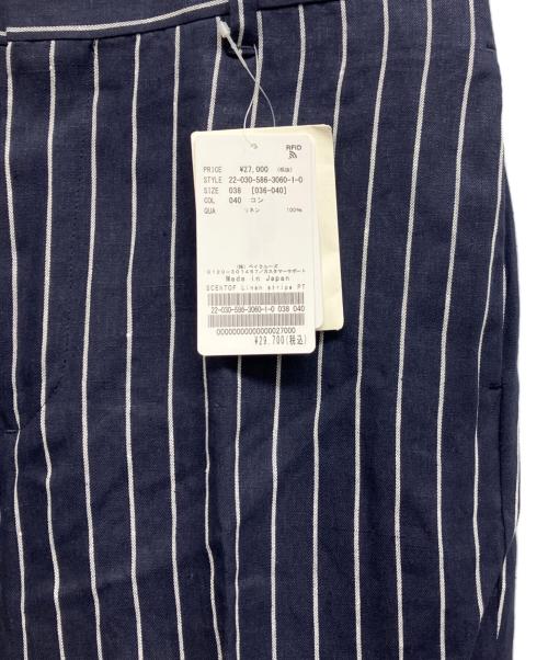 SCENTOF（セントオブ）SCENTOF (セントオブ) リネンストライプパンツ ネイビー サイズ:38 未使用品の古着・服飾アイテム