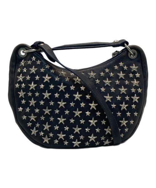 JIMMY CHOO（ジミーチュウ）JIMMY CHOO (ジミーチュウ) ステラ 2WAY スタッズ ショルダーバッグ ブラック×ネイビーの古着・服飾アイテム