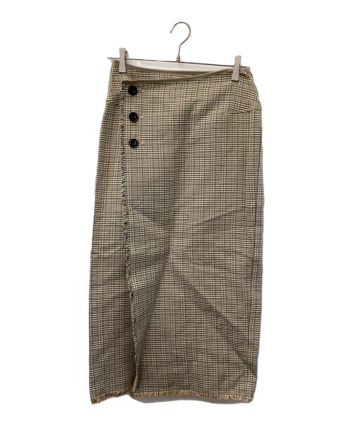 MACPHEE（マカフィー）MACPHEE (マカフィー) コットンリバーチェック ラップスカート ベージュ サイズ:SIZE 36の古着・服飾アイテム