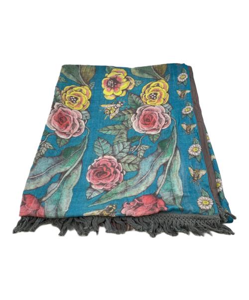 Yuko Higuchi（ユウコ ヒグチ）Yuko Higuchi (ユウコ ヒグチ) 花と蜂大判ストール ブルーの古着・服飾アイテム