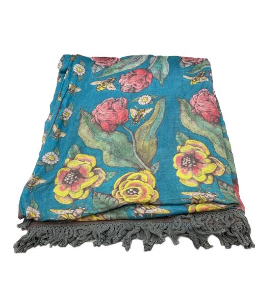 Yuko Higuchi（ユウコ ヒグチ）Yuko Higuchi (ユウコ ヒグチ) 花と蜂大判ストール ブルーの古着・服飾アイテム