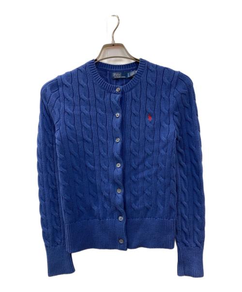 POLO RALPH LAUREN（ポロ・ラルフローレン）POLO RALPH LAUREN (ポロ・ラルフローレン) コットンケーブルニットカーディガン ブルー サイズ:Sの古着・服飾アイテム