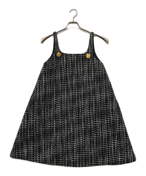 OBLI（オブリ）OBLI (オブリ) Aラインツイードジャンパーワンピース ブラック サイズ:FREE 未使用品の古着・服飾アイテム