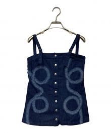 sahara（サハラ）の古着「Gathering Tape Denim Bustier（ギャザリング テープ デニム ビスチェ)」｜インディゴ