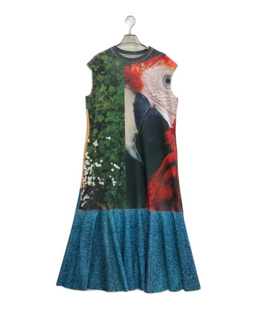 NON TOKYO（ノントーキョー）NON TOKYO (ノントーキョー) PRINT RIB NO-SLEEVE ONE-PIECE ブラック サイズ:Freeの古着・服飾アイテム