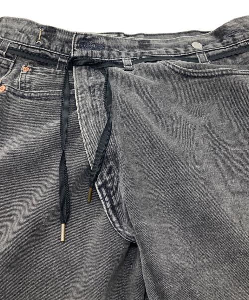 MAISON EUREKA（メゾンエウレカ）MAISON EUREKA (メゾンエウレカ) ブラックデニムパンツ ラップパンツ　日本製 ブラック サイズ:Mの古着・服飾アイテム