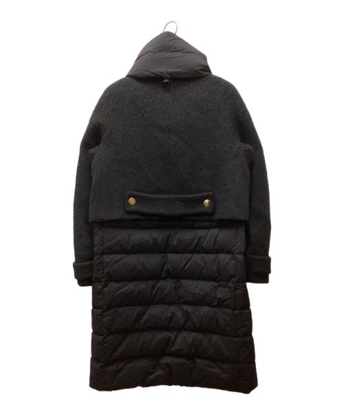 HERNO（ヘルノ）HERNO (ヘルノ) ネックウォーマー付きウール切替ノーカラーダウンコート ブラック サイズ:40の古着・服飾アイテム