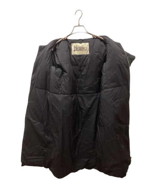 HERNO（ヘルノ）HERNO (ヘルノ) ネックウォーマー付きウール切替ノーカラーダウンコート ブラック サイズ:40の古着・服飾アイテム