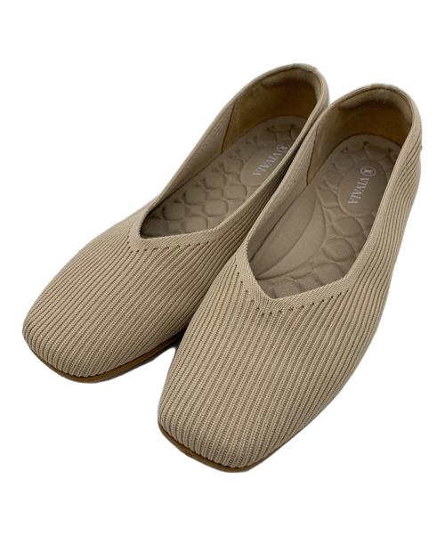 VIVAIA（ビバイア）VIVAIA (ビバイア) スクエアトゥニットパンプス ベージュ サイズ:41の古着・服飾アイテム