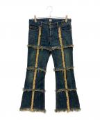 L.G.Bルグランブルー）の古着「フリンジフレアデニムパンツ」｜インディゴ