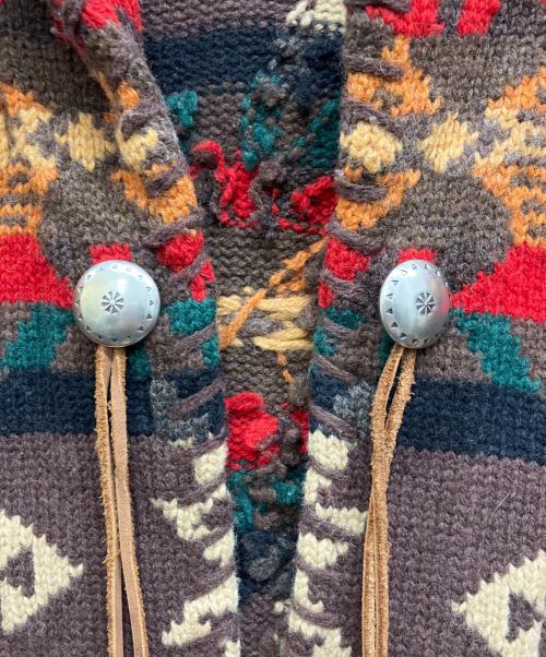 LAUREN RALPH LAUREN（ローレンラルフローレン）LAUREN RALPH LAUREN (ローレンラルフローレン) ハンドニット ネイティブ柄 コンチョボタンカーディガン ブラウン サイズ:Mの古着・服飾アイテム