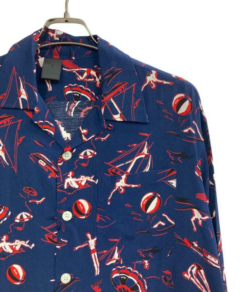 N.HOOLYWOOD（エヌ ハリウッド）N.HOOLYWOOD (エヌ ハリウッド) OPEN COLLAR SHIRT ネイビー サイズ:36の古着・服飾アイテム