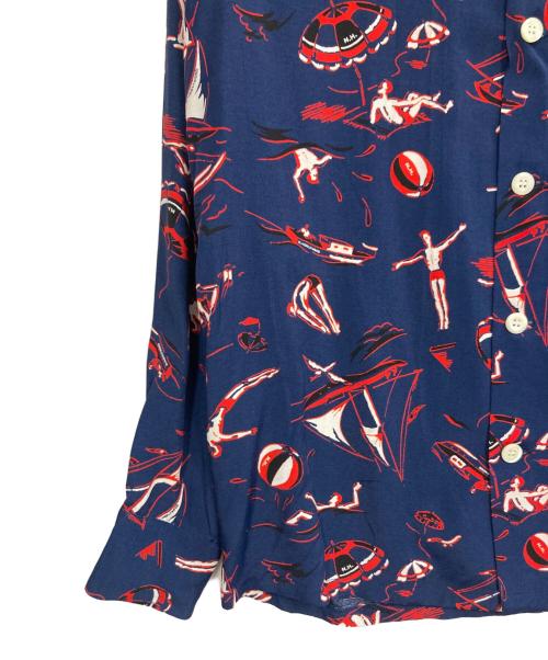 N.HOOLYWOOD（エヌ ハリウッド）N.HOOLYWOOD (エヌ ハリウッド) OPEN COLLAR SHIRT ネイビー サイズ:36の古着・服飾アイテム