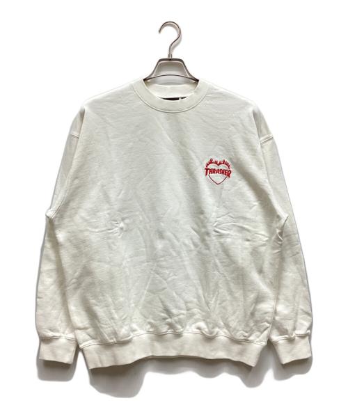 THRASHER（スラッシャー）THRASHER (スラッシャー) クルーネックスウェット ホワイト サイズ:MEDIUMの古着・服飾アイテム