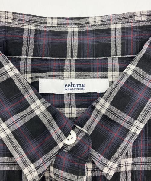 JOURNAL STANDARD relume（ジャーナルスタンダード レリューム）JOURNAL STANDARD relume (ジャーナルスタンダード レリューム) コットンローンチェックオーバーサイズシャツ ブラック サイズ:Freeの古着・服飾アイテム