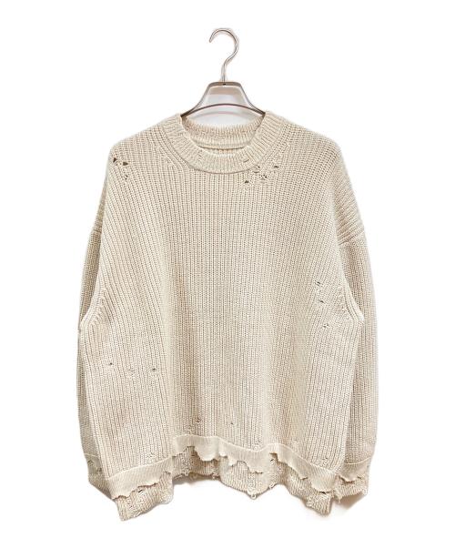 MAISON SPECIAL（メゾンスペシャル）MAISON SPECIAL (メゾンスペシャル) プライムオーバーレーザーカットクラッシュニットクルーネックプルオーバー ベージュ サイズ:1の古着・服飾アイテム