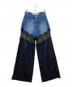 PRANK PROJECTプランクプロジェクト）の古着「Denim Lace Blocking Pants」｜ブルー