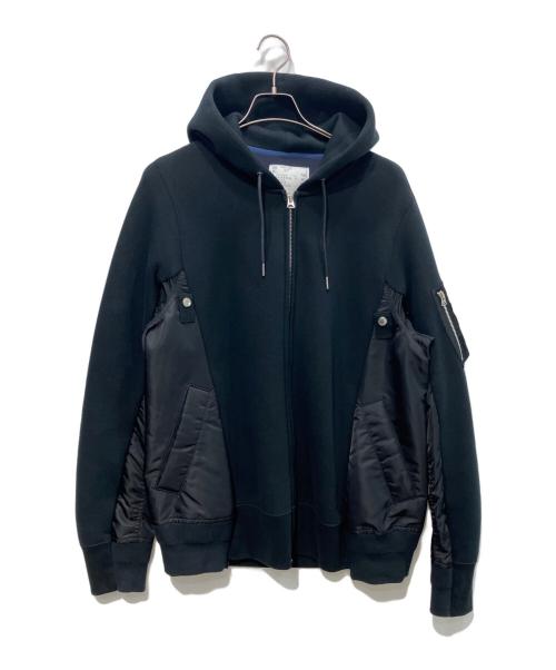 sacai（サカイ）sacai (サカイ) Sponge Sweat × Nylon Twill Hoodie　 ブラック サイズ:3の古着・服飾アイテム