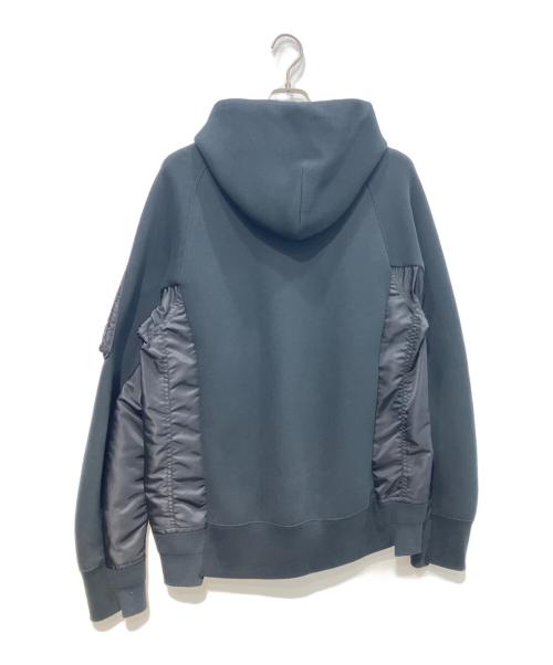 sacai（サカイ）sacai (サカイ) Sponge Sweat × Nylon Twill Hoodie　 ブラック サイズ:3の古着・服飾アイテム