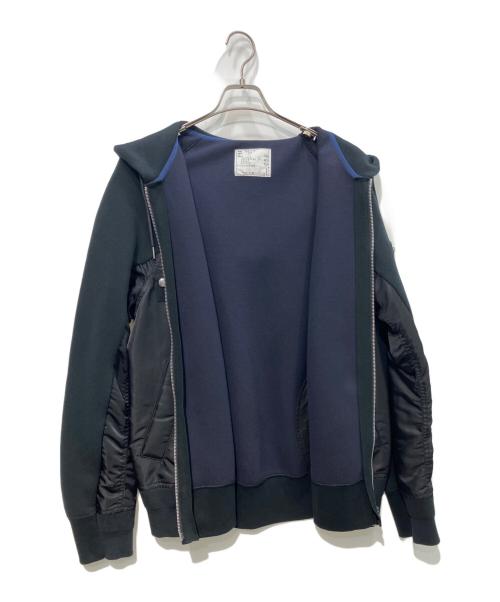 sacai（サカイ）sacai (サカイ) Sponge Sweat × Nylon Twill Hoodie　 ブラック サイズ:3の古着・服飾アイテム