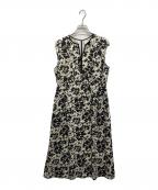 BALLSEYボールジィ）の古着「モノクロームフラワープリント スキッパーカラーワンピース」｜ブラック×ホワイト