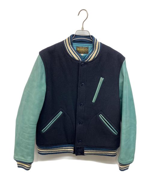 GOOD OL'（グッドオル）GOOD OL' (グッドオル) ボタンスタジャン ネイビー×グリーン サイズ:44の古着・服飾アイテム