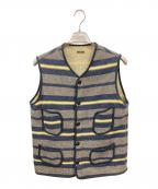 KAPITALキャピタル）の古着「ボーダー ビーチクロスベスト」｜グレー×ネイビー