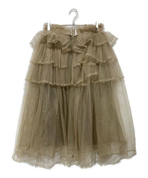 noir kei ninomiya（ノワール ケイ ニノミヤ）noir kei ninomiya (ノワール ケイ ニノミヤ) 3I-S001　チュール ロングスカート ベージュ サイズ:XSの古着・服飾アイテム