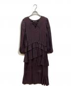 CASA FLINEカーサフライン）の古着「Iラインイレヘムワンピース」｜ブラウン