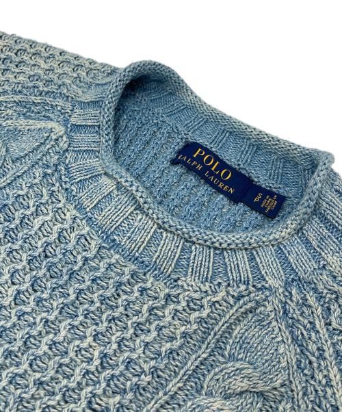 POLO RALPH LAUREN（ポロ・ラルフローレン）POLO RALPH LAUREN (ポロ・ラルフローレン) インディゴ染星条旗ニット　コットンニット ブルー サイズ:Sの古着・服飾アイテム