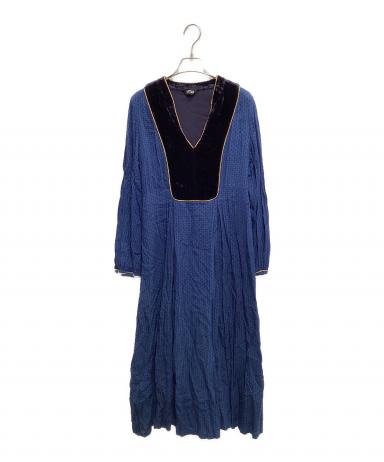 中古・古着通販】Velnica (ヴェルニカ) ベロア切替ワンピース ブルー