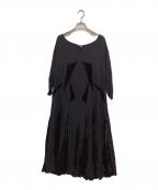 Velnicaヴェルニカ）の古着「ベルト付ベロア切替パネルワンピース」｜ブラック