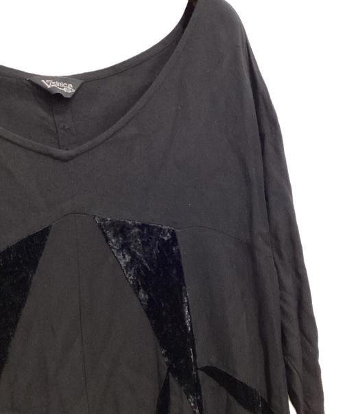 Velnica（ヴェルニカ）Velnica (ヴェルニカ) ベルト付ベロア切替パネルワンピース ブラック サイズ:Freeの古着・服飾アイテム