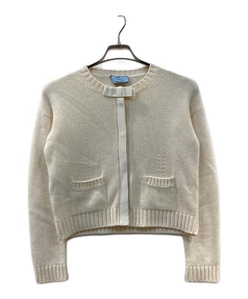 PRADA（プラダ）PRADA (プラダ) ウールカシミヤカーディガン アイボリー サイズ:36の古着・服飾アイテム