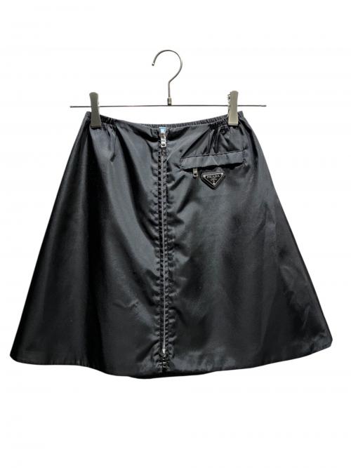 PRADA（プラダ）PRADA (プラダ) ジップフレアスカート ブラック サイズ:36の古着・服飾アイテム