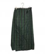 Y'sワイズ）の古着「チェックロングスカート」｜グリーン×ブラック