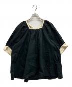 SEVEN TEN by MIHO KAWAHITOセブン テン バイ ミホ カワヒト）の古着「バイカラーバックリボンブラウス」｜ネイビー