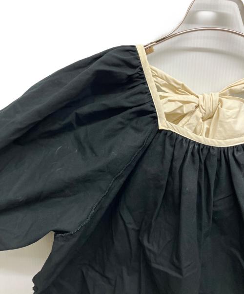 SEVEN TEN by MIHO KAWAHITO（セブン テン バイ ミホ カワヒト）SEVEN TEN by MIHO KAWAHITO (セブン テン バイ ミホ カワヒト) バイカラーバックリボンブラウス ネイビー サイズ:Mの古着・服飾アイテム