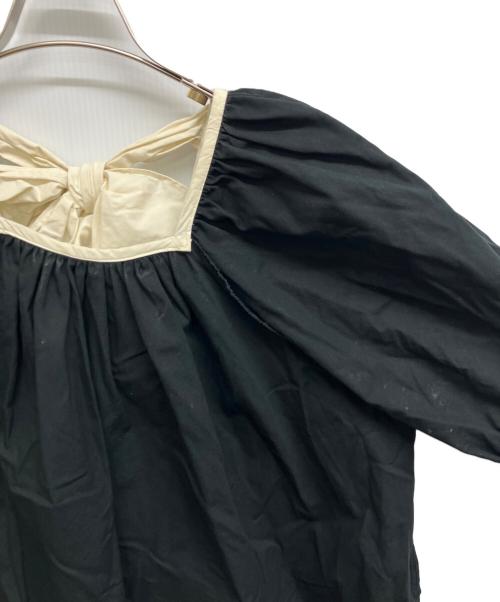 SEVEN TEN by MIHO KAWAHITO（セブン テン バイ ミホ カワヒト）SEVEN TEN by MIHO KAWAHITO (セブン テン バイ ミホ カワヒト) バイカラーバックリボンブラウス ネイビー サイズ:Mの古着・服飾アイテム