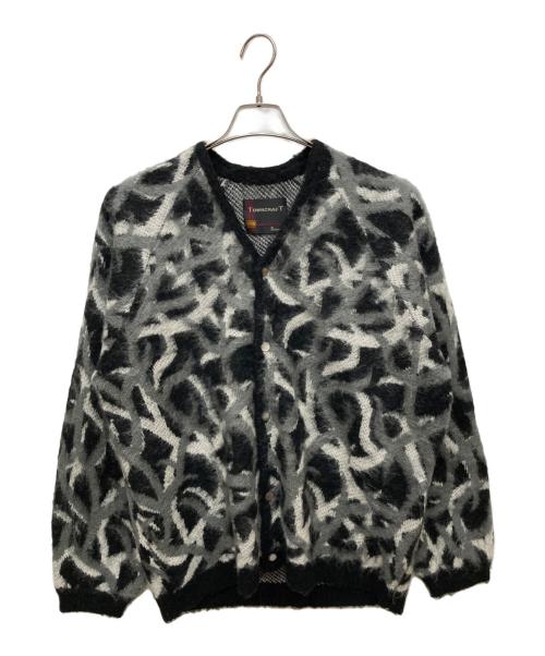 TOWN CRAFT（タウンクラフト）TOWN CRAFT (タウンクラフト) シャギーカーディガン ブラック×グレー サイズ:Mの古着・服飾アイテム