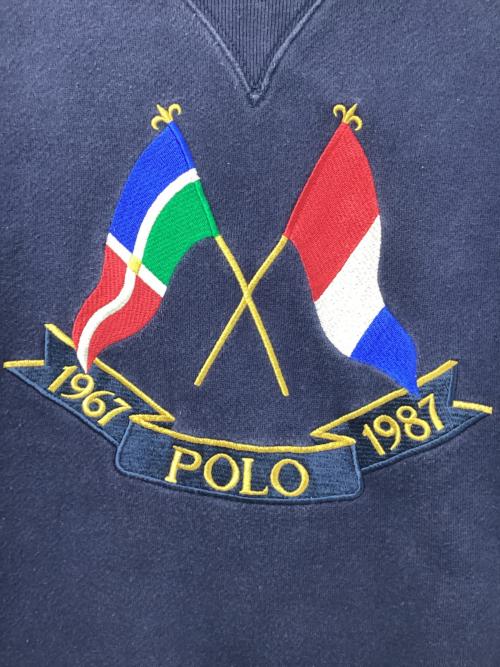 POLO RALPH LAUREN（ポロ・ラルフローレン）POLO RALPH LAUREN (ポロ・ラルフローレン) クルーネックスウェット ネイビー サイズ:Lの古着・服飾アイテム