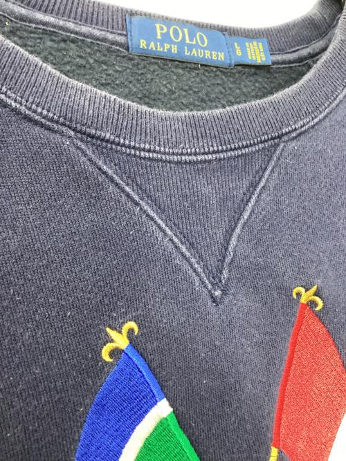 POLO RALPH LAUREN（ポロ・ラルフローレン）POLO RALPH LAUREN (ポロ・ラルフローレン) クルーネックスウェット ネイビー サイズ:Lの古着・服飾アイテム