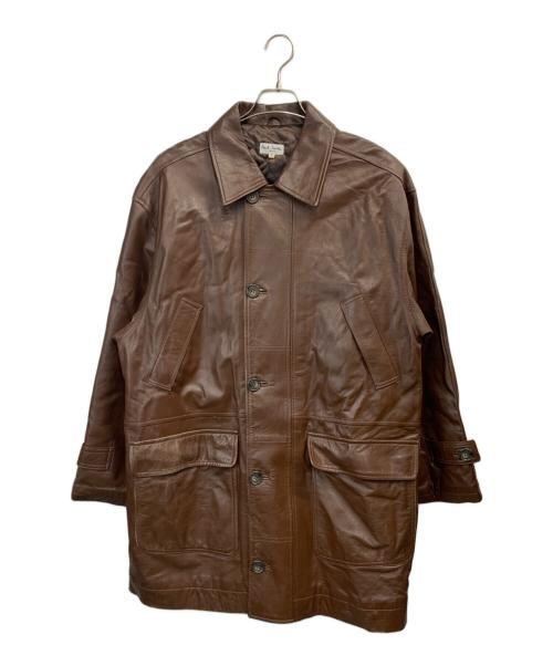 Paul Smith London（ポールスミスロンドン）Paul Smith London (ポールスミスロンドン) レザーカーコート ブラウン サイズ:Lの古着・服飾アイテム